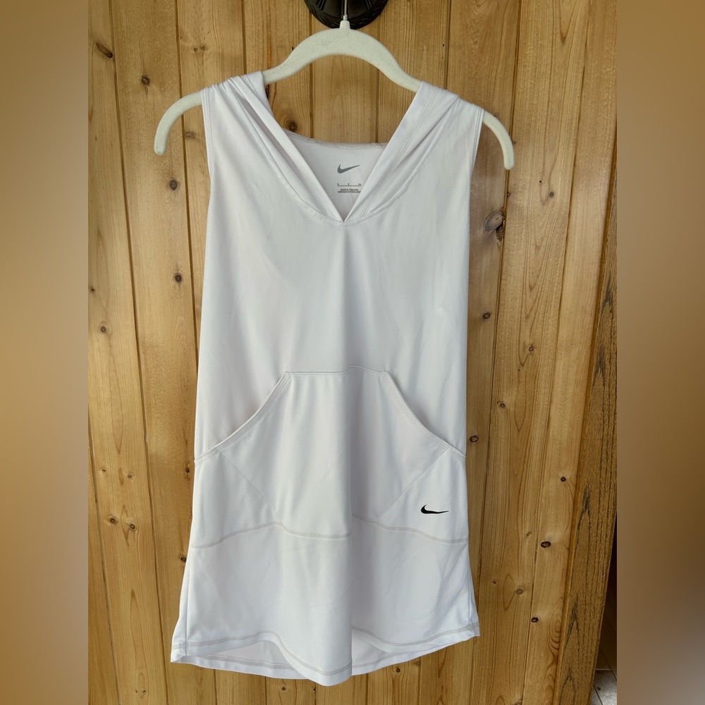 Nike Women’s White Racer Back Swim Coverup with Hood Size Small